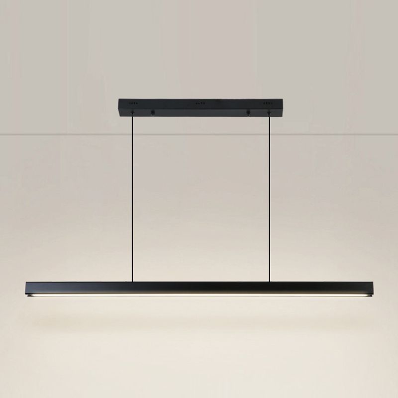 Slim Rectangular Linear Island Light Modern Minimalist Pendant Light in Black