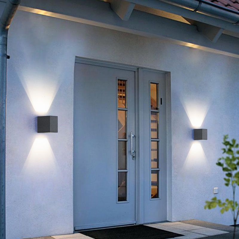 Cuboid Wall Light Farmture Moderne 1-licht grijze wandlamp met cementschaduw