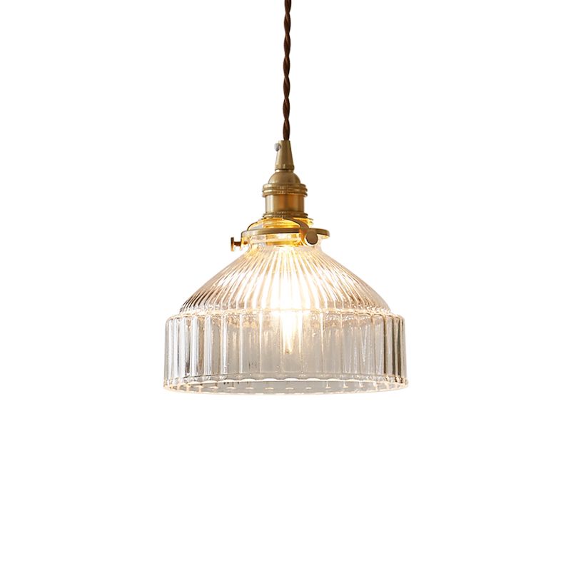 Einzeldecke Licht Industrial Rippes Clear Glass Hanging Anhänger Licht für den Eingang