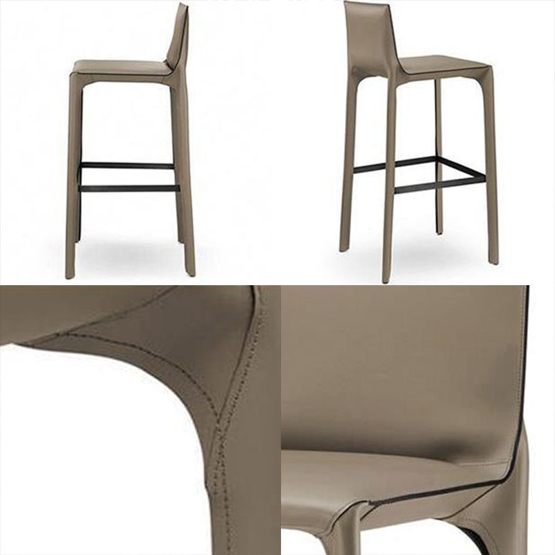 Contemporary Metal Counter Height Stools with Low Back Bar Stool