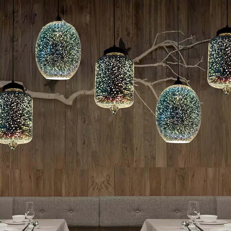 Chromé Géométrique Pendant Lightture Modern 1 Head 3D Glass Suspension Light for Dinner