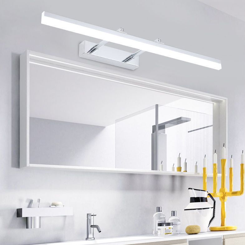 Metal Linear Shade Swing Arm Wall Lights Modern 1 Head Wall Mount Fixture in Silver