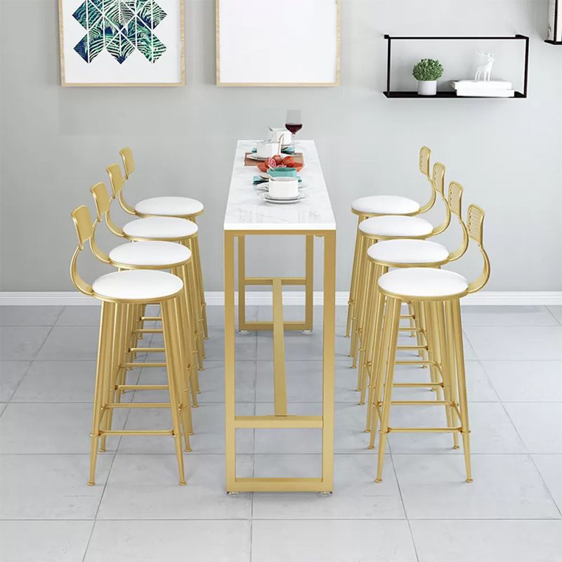 Glam Style Rectangle Bar Table 1/2/5/7 Pieces Faux Marble Counter Table