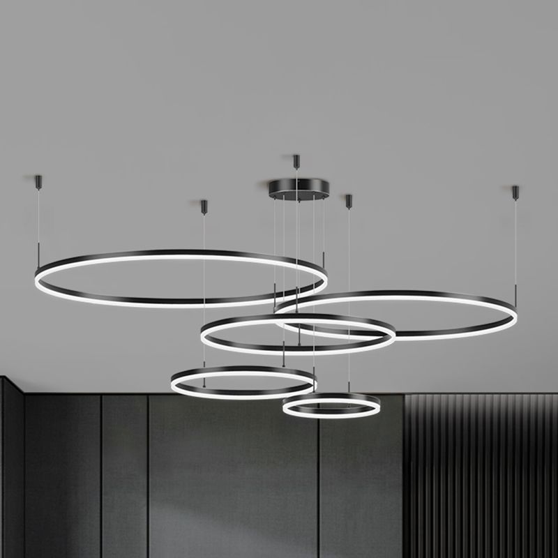 Modern Circle Hanging Pendant Lights Metal Chandelier Lamp