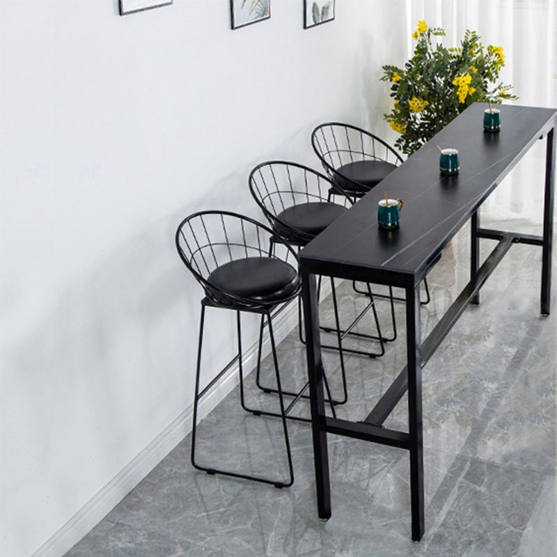 Contemporary Style Bar Table Stone Bar Dining Table with Footrest