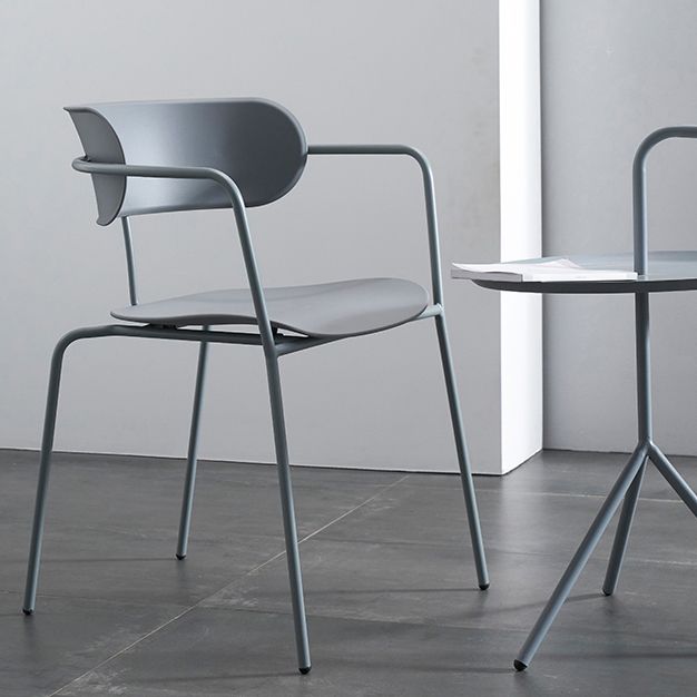 Industrial Metal Balcony Arm Chair Matte Finish Open Back Dining Chair (Set of 4)