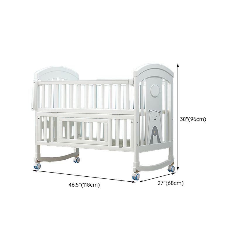 Solid Wood Contemporary Nursery Bed Rectangle Arched Crib with Guardrail