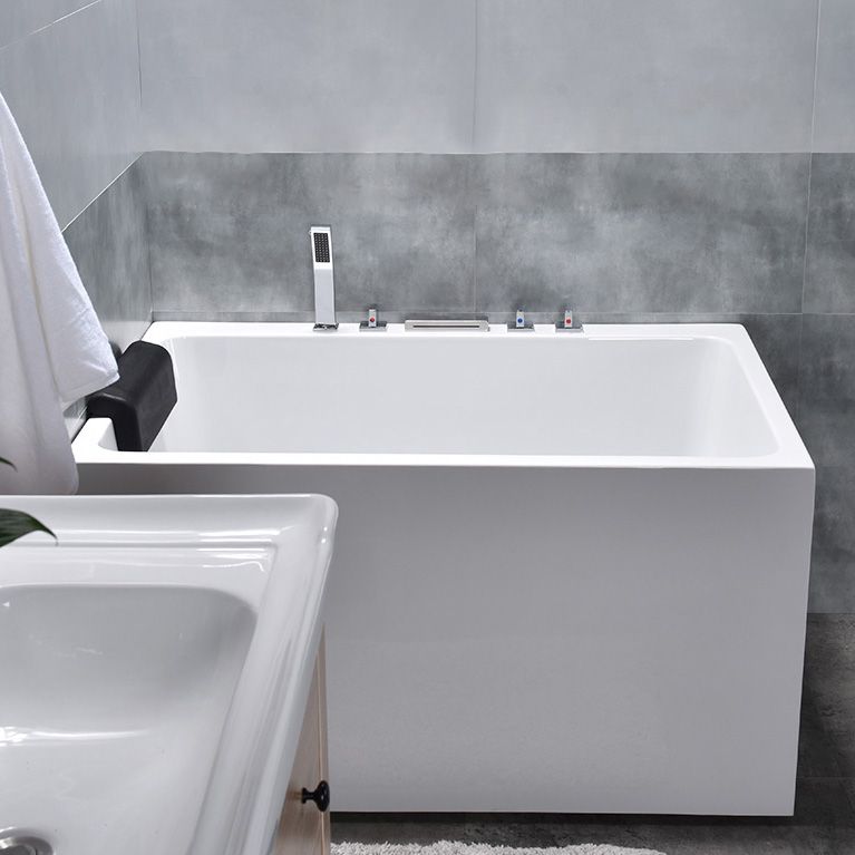 Modern Rectangular Bathtub Acrylic Center Soaking White Bath