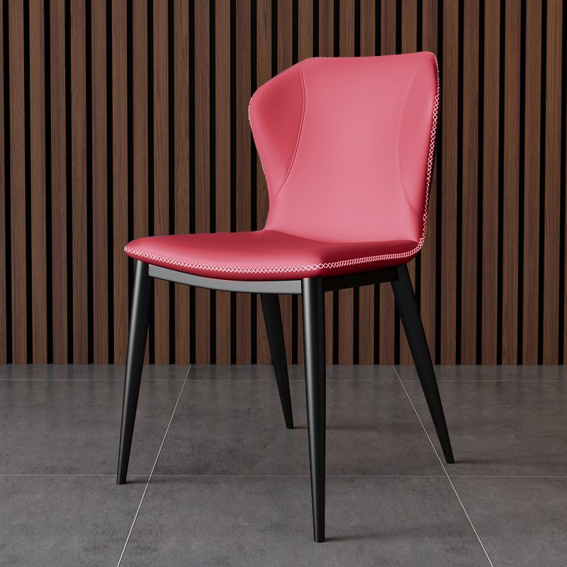 Silla lateral casera de cuero moderna con respaldo mate Silla de comedor