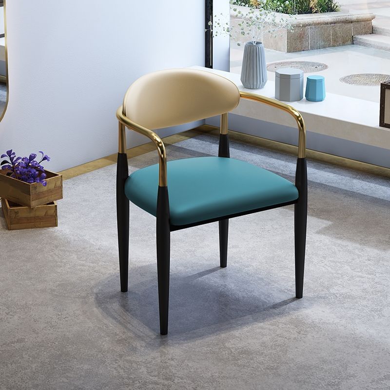 Faux Leather Glam Chair 20.9" Wide Open Back Dining Side Chair Set