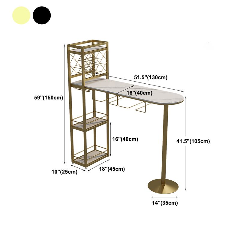 Modern 1/3 Pieces Bar Table Set Stone Counter Table with Stools for Kitchen