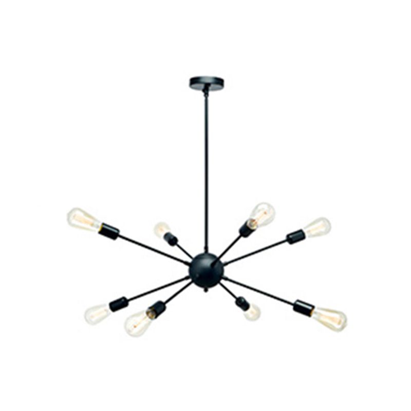 Cambadora de lámpara de lámpara en forma de ráfaga de plancha negra Bombilla de estilo industrial de estilo industrial con 4 x 9.8 "varillas colgantes