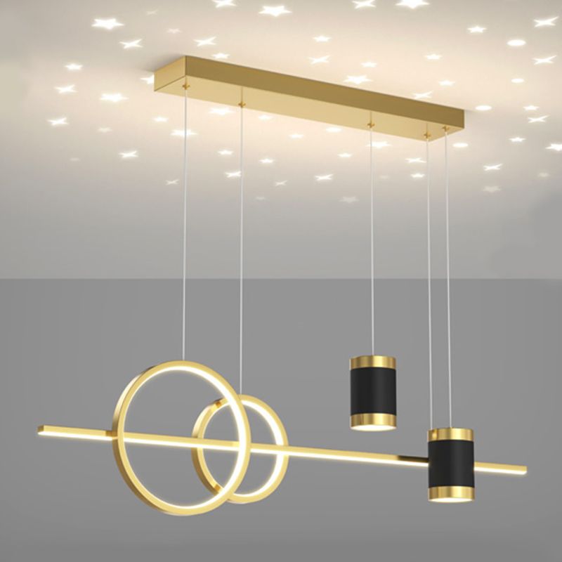 5 Light Cylinder Island Lighting Fixtures Contemporary Metal Chandelier Light