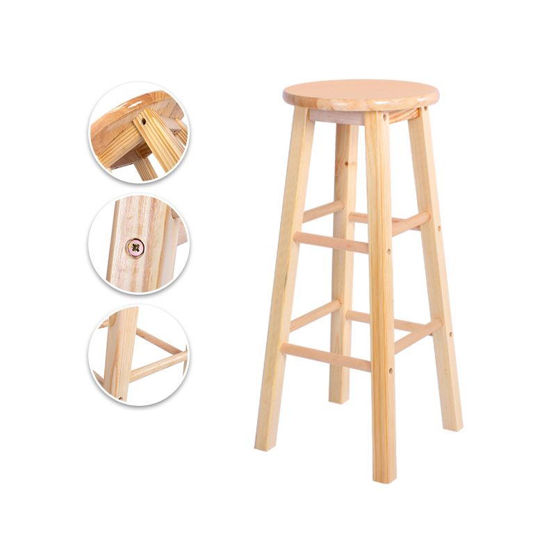 Taburete moderno de barra sin brazo sin espalda con pedal de madera con pedal de madera