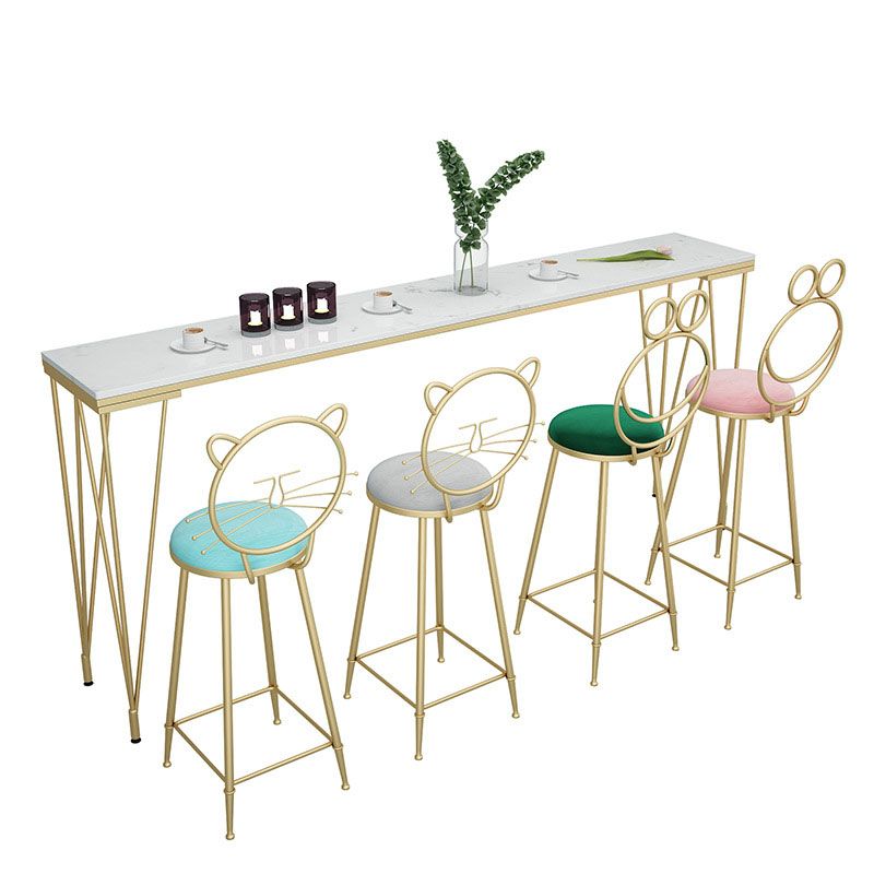 Glam Style Rectangle Bar Table Bar-Height Bistro Pub Table with 4 Legs