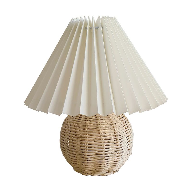 Ball Bambus Rattan Tischlicht modernist 1 Glühbirnen weiße Nachtlampe mit hundert Faltenschatten