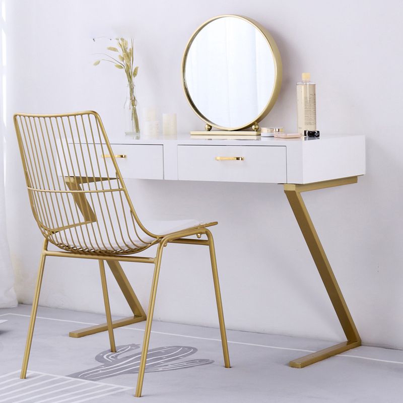 Glam Dresser with 2 Storage Drawers White Vanity Table for Bedroom