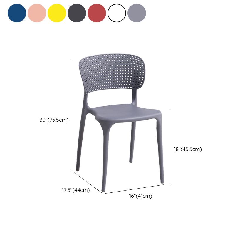 Open Back Dining Side Chair Stacking Plastic Dining Armless Chair