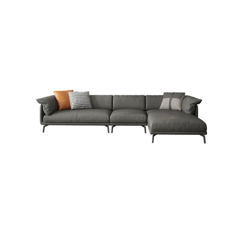Pillow Top Arm Sofa & Chaise 32.68" H Genuine Leather Cushions Sofa