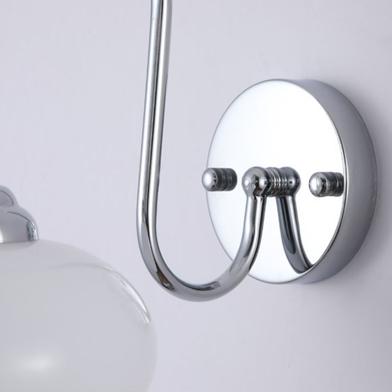 Nordic Style Wall Light Silvery Wall Lamp with Glass Shade for Bedroom