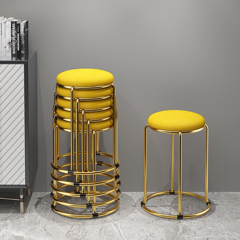 Modern Ottoman Velvet Upholstered Tear Resistant Round Ottoman with Chair Legs