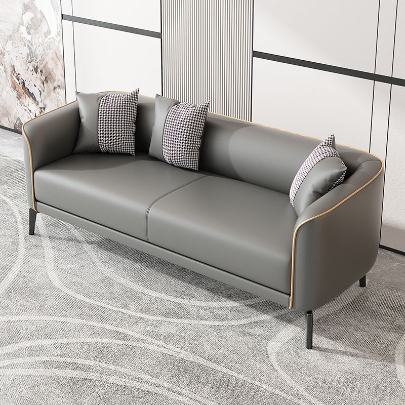 Modern 25.6 " H Faux Leather Tuxedo Arm Sofa for Living Room