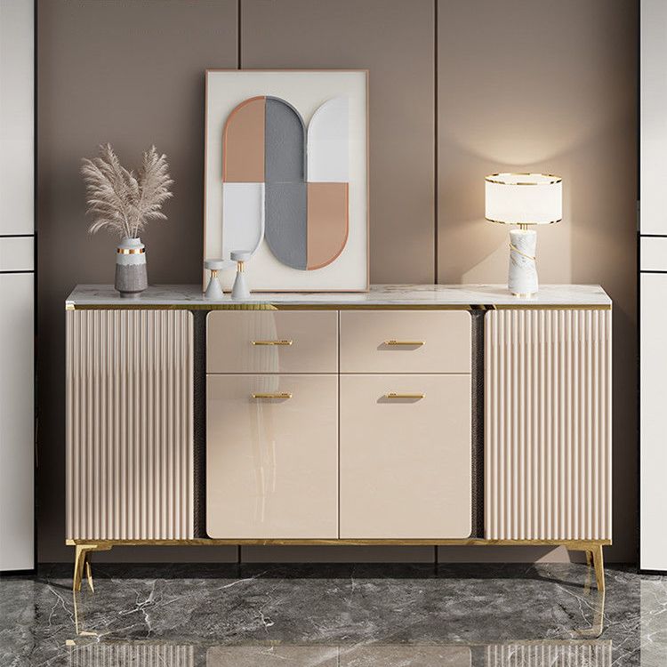 Glam Stone Sideboard Adjustable Shelves Kitchen Dining Room Sideboard