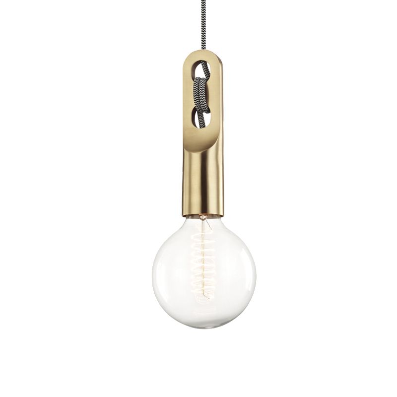 Gold Bulb Shape Suspension Light Vintage 1 Light Clear Glass Pendant Lamp with Hanging Rope