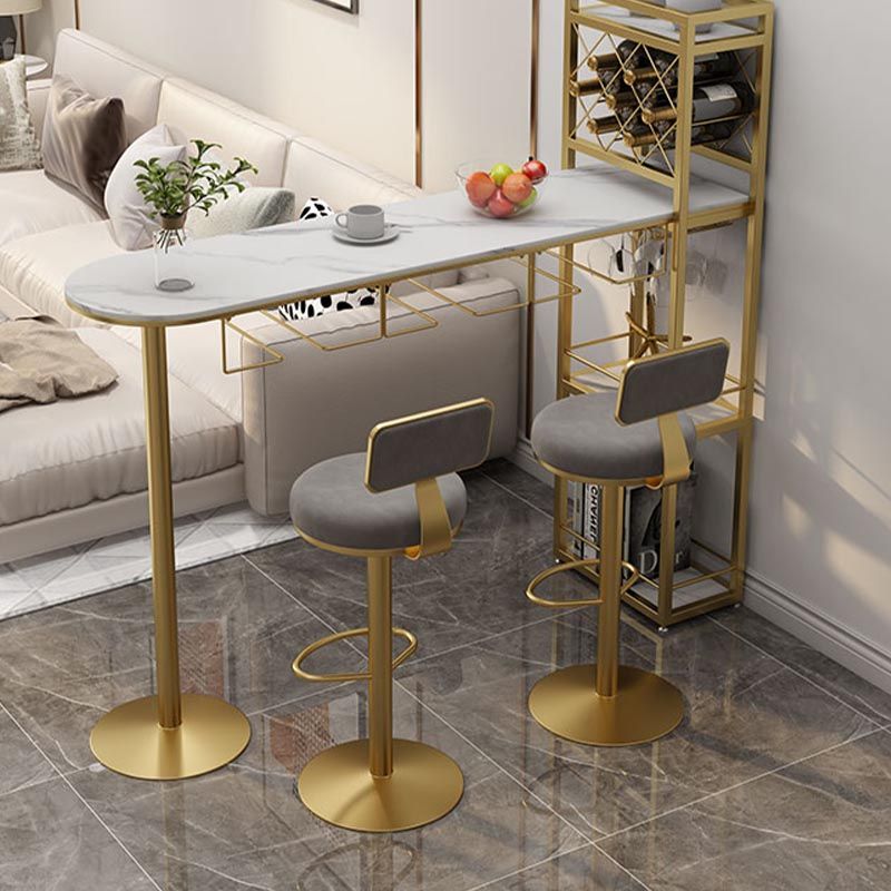 Modern Stone Bar Wine Table Wine Rack Bar Height Double Pedestal Cocktail Table
