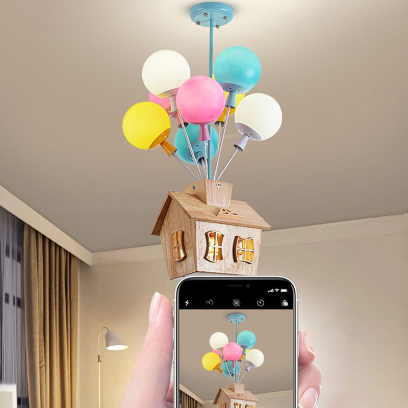Contemporary Ceiling Lamp Colorful Glass Shade Flush Mount Light Fixture