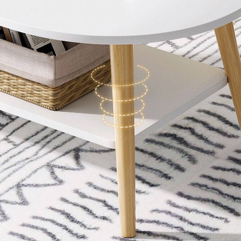 Modern Wood Cocktail Table 4 Legs Coffee Table with Storage Shelf