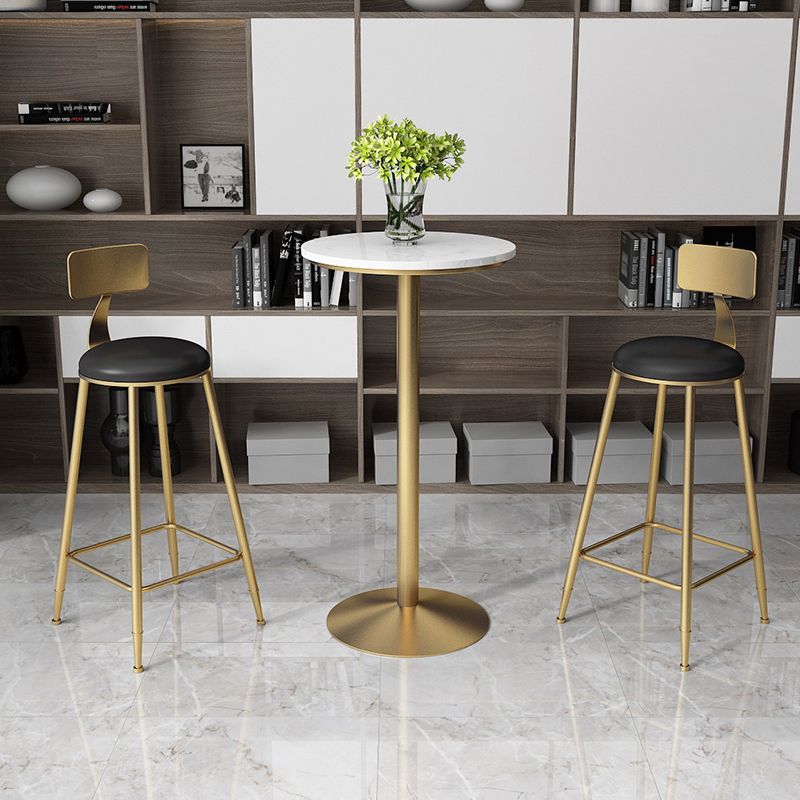 Glam Style Gold Iron Bar Table Marble Top Bistro Table - 21.6"W x 41.3"H