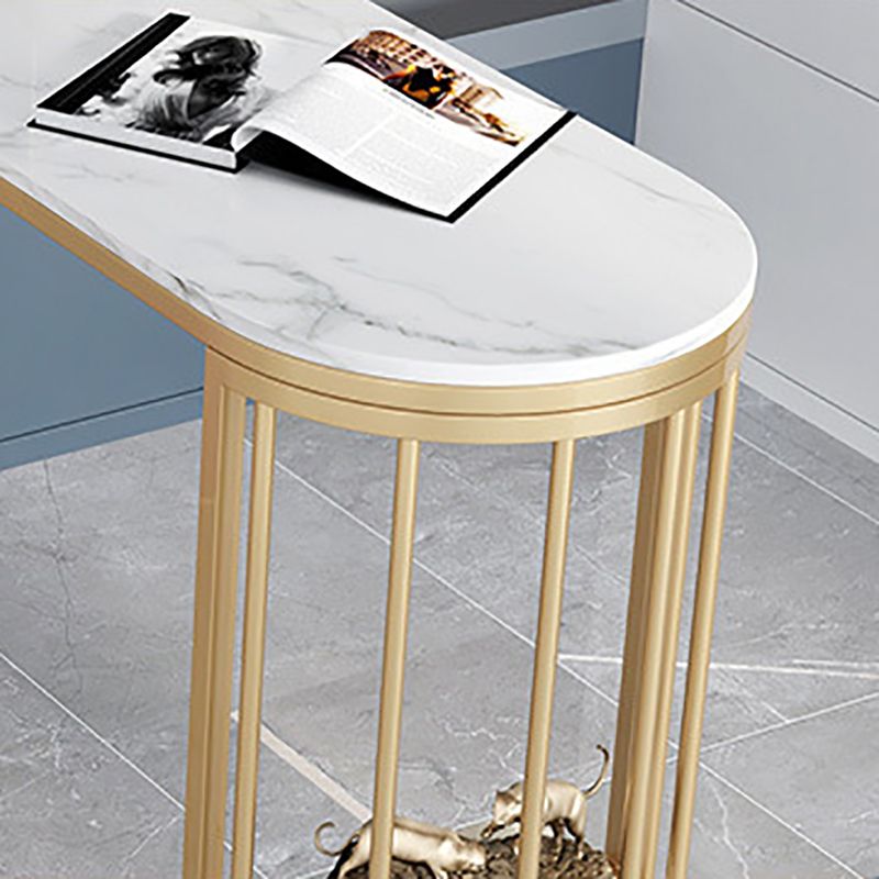 Modern Sintered Stone Bar Table Gold and Metal Base Bar Table