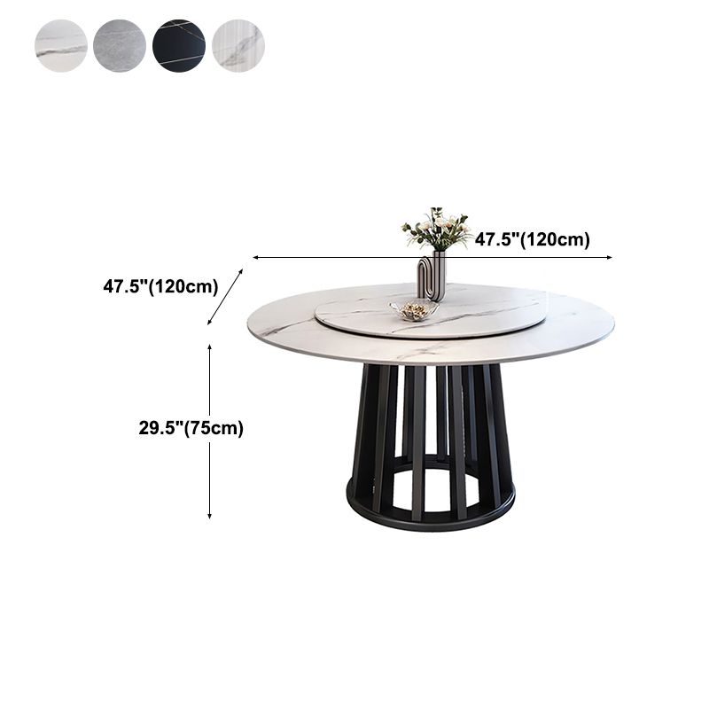Contemporary Round Stone Table Standard Height Dining Table with Pedestal Base