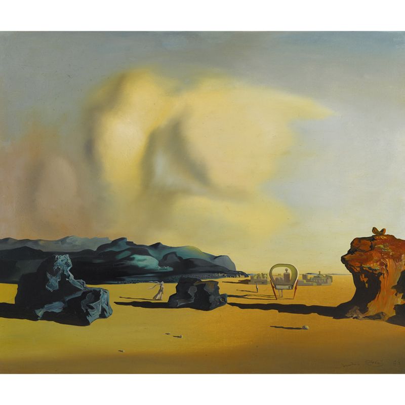 Moment De Transition Wall Mural Yellow Surrealism Style Wall Decor for Living Room