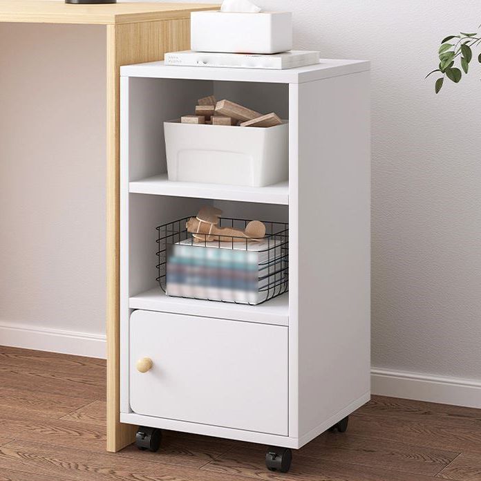 Scandinavian Bookcase Manufactured Wood Standard Bookshelf with Caster Wheels