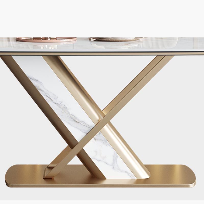 Traditional Luxury Stone Dining Table Gold Pedestal Casual Dining Table