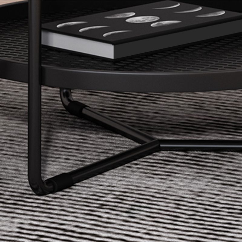 21"H Contemporary Cocktail Table Storage Round Coffee Cocktail Table