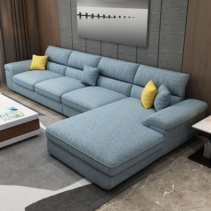 Modern Reversible Chaise Sofa with Pillows Flared Arm Sectionals for Living Room