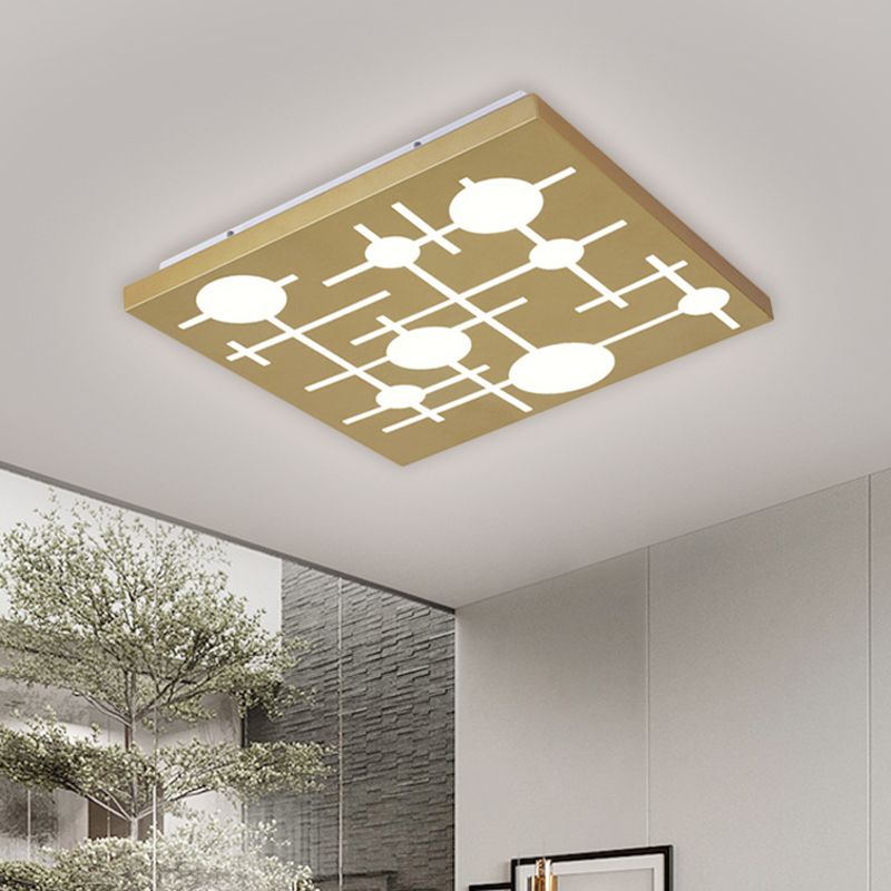 Gouden rechthoekig paneel plafondarmatuur eigentijdse acryl patroon LED -spoelmontage lamp, warm/wit licht