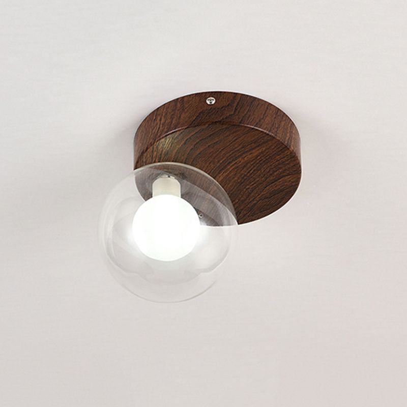 Wood Sphere Flush Mount Lights Contemporary Style 1 Light Flush Mount Lighting