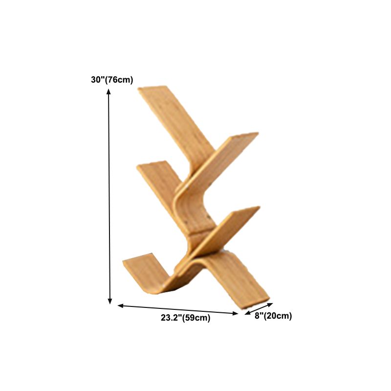 Geometry Bamboo Bookshelf Modern Bedroom Bookcase with Shelf 23.2" W X 8" D