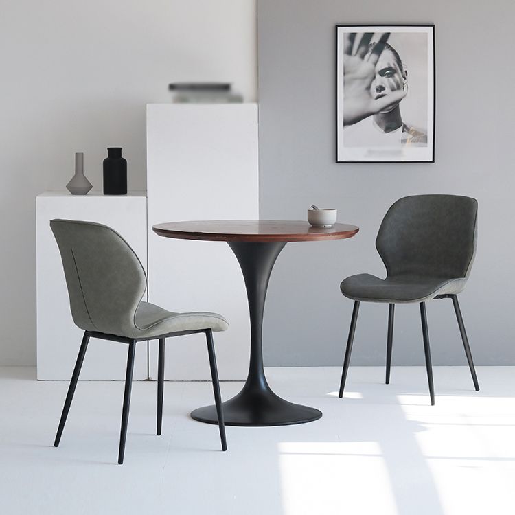 Silla de comedor de cocina de estilo moderno, sillas laterales sin brazos con respaldo de alas, de metal