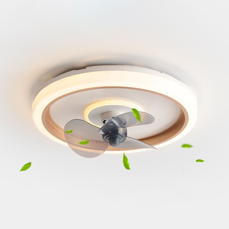 2-Lights Modern Round Fan Light Metal Colorful LED Flush Mount Light for Bedroom