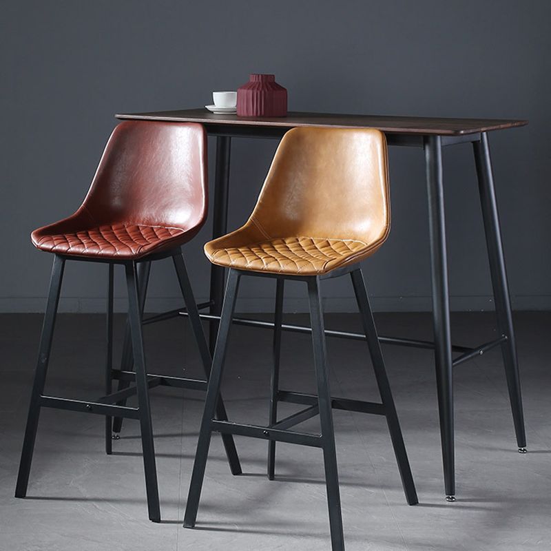 Modern PU Leather Bar-stool Bucket Seat Counter Bar Stool with Metal Legs