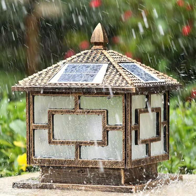 Contemporary Pillar Lamp Minimalist LED Solar Light for Backyard