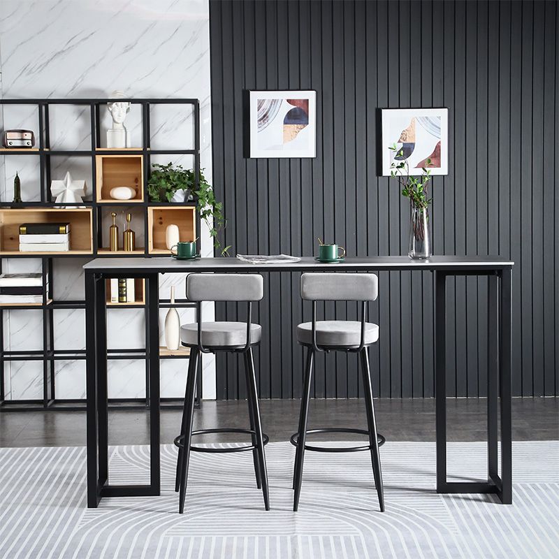 Table à manger du bar à barre rectangulaire contemporain avec base de barreau noir