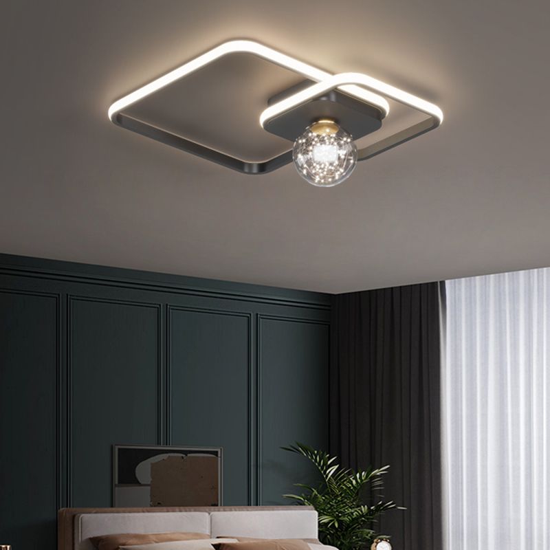 Modern Style Linear Shape Ceiling Fixtures Metal 3 Light Flush Ceiling Light Fixtures
