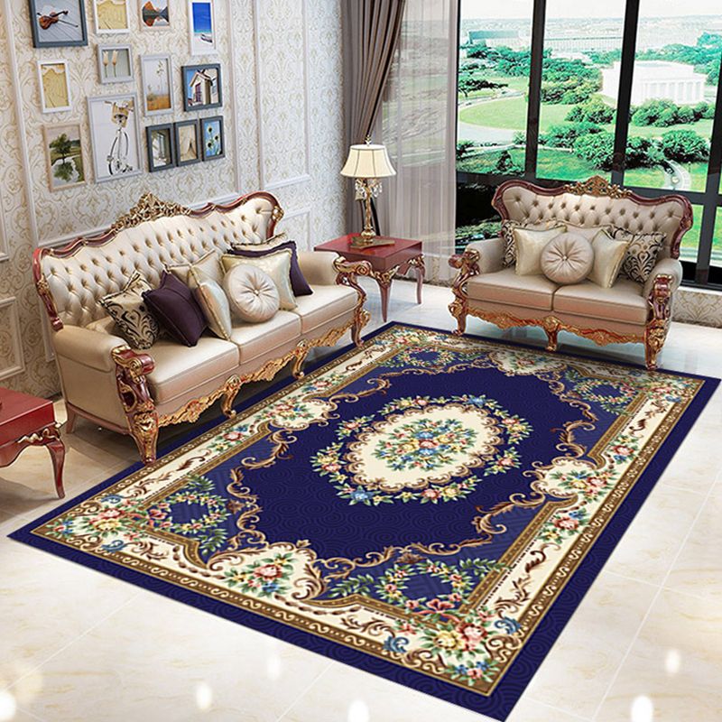 Tapis traditionnel multicolore Polyester Carpet Fleur Imprimé tapis intérieur Détente sans glissement pour le salon