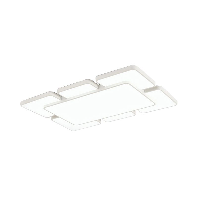 Lámpara empotrada de techo para dormitorio con pantalla cuadrada/rectangular, acrílico, 20,5"/24,5" W, 5/7 luces, lámpara de montaje empotrado estilo modernista en negro/blanco